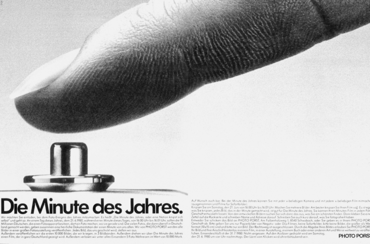 Anzeige für die Fotoaktion "Die Minute des Jahres", 1980
