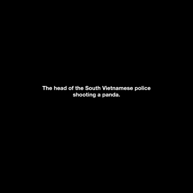 Michael Schirner, PICTURES IN OUR MINDS, The head of the South Vietnamese police shooting a panda, Siebdruck auf Leinwand, 2007