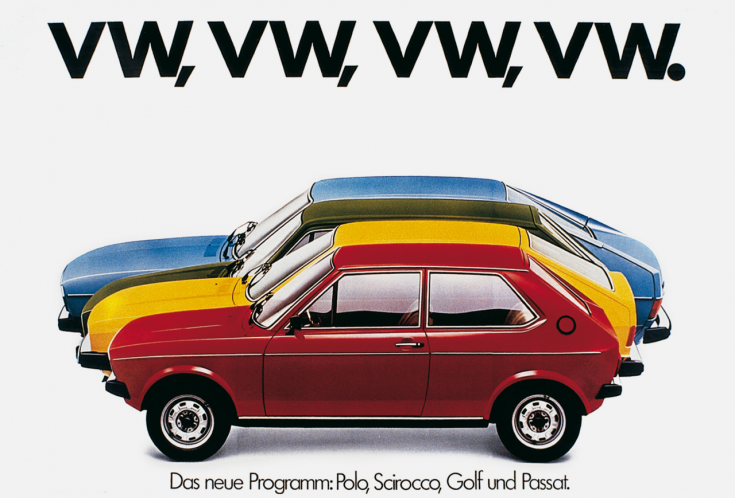 Großflächenplakat aus einer Kampagnen für die Vertriebsorganisation von Audi und VW, 1970 - 1984