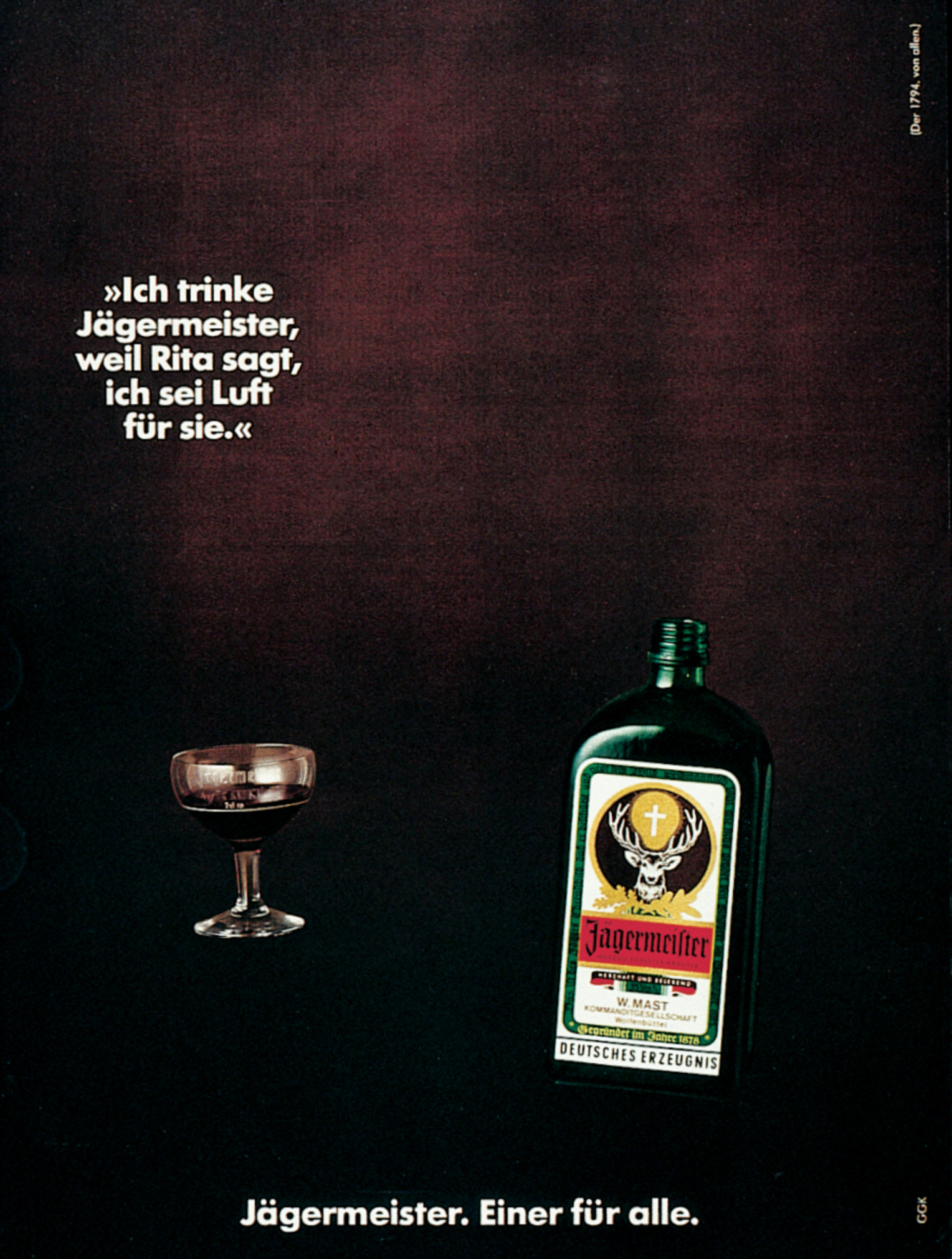 Anzeige für Jägermeister, 1973 - 1986