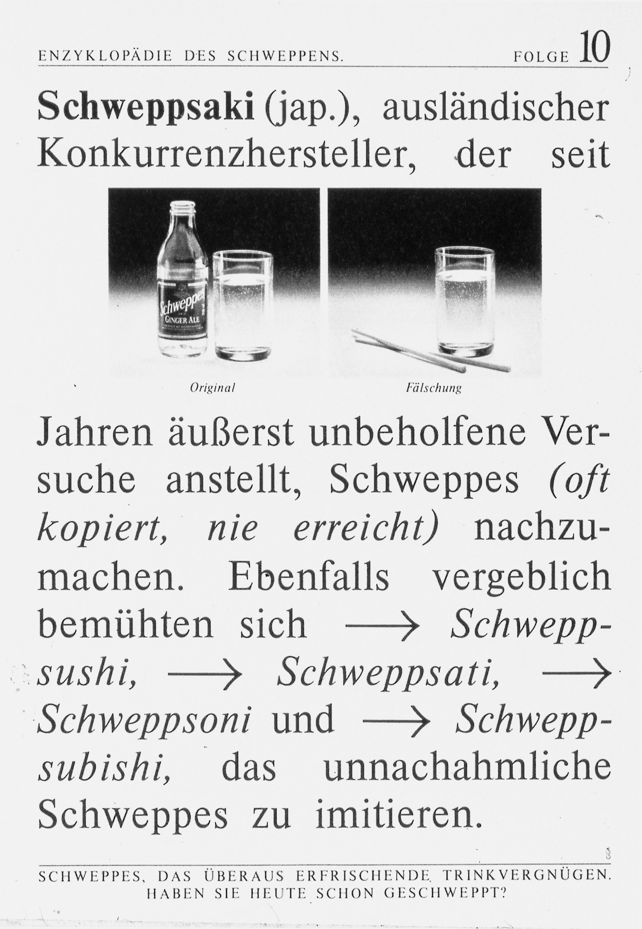 Zeitschriftenanzeige für Schweppes, 1983