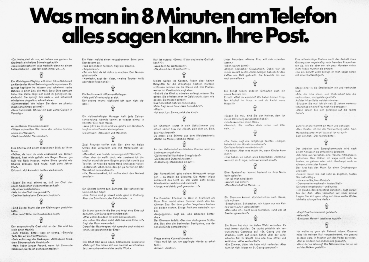 Großflächenplakat zur Einführung des 8-Minuten-Zeittakts der Post, 1978