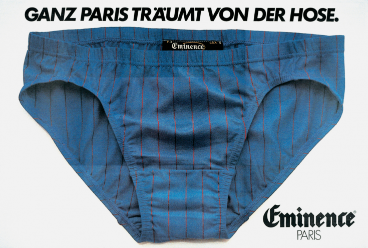 Plakat für Eminence Herrenunterwäsche, 1979